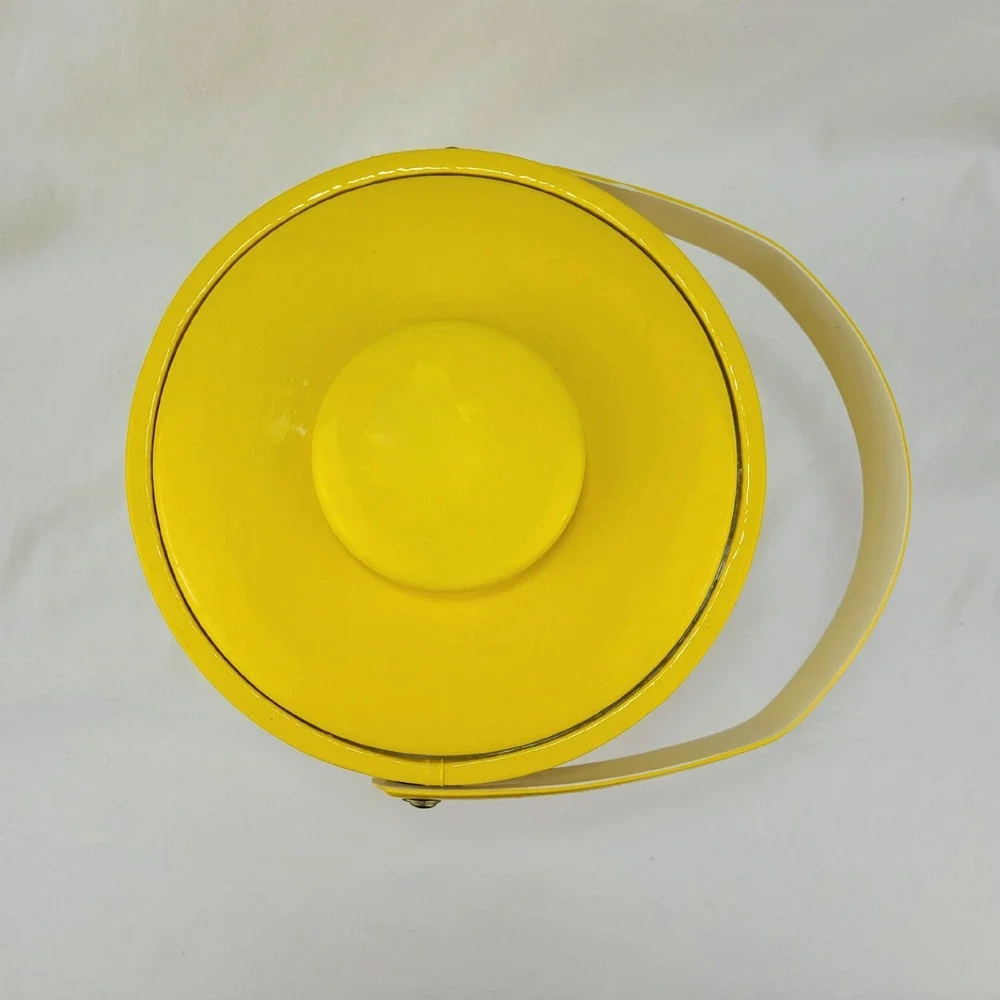 Vintage Mid Century Modern Yellow Insulated Ice Bucket with Lid and Handle